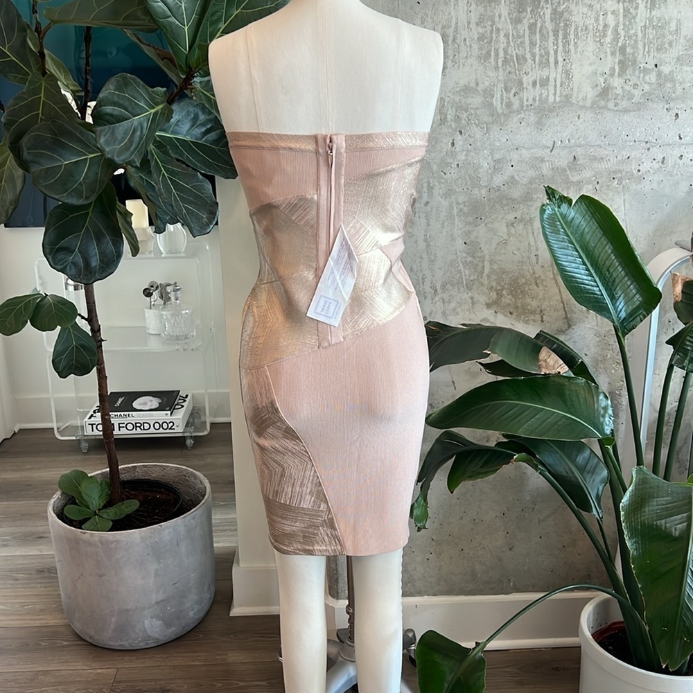 Herve Leger Strapless Dress Champagne - Picture 6 of 12